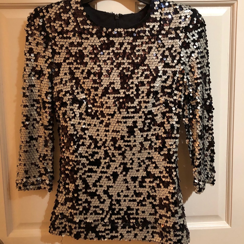 French Connection black & white sequin top